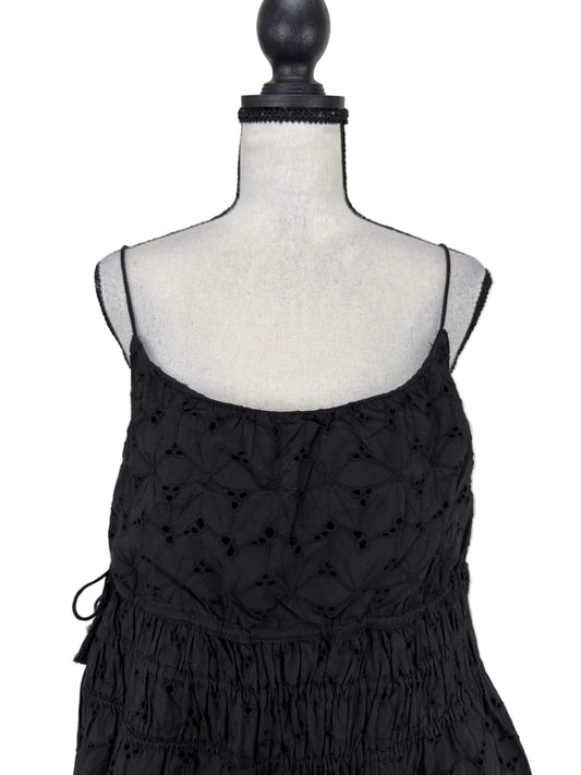 Mini Dress in Pizzo Sangallo con Dettagli Tassel Laterali - Nero - Zara